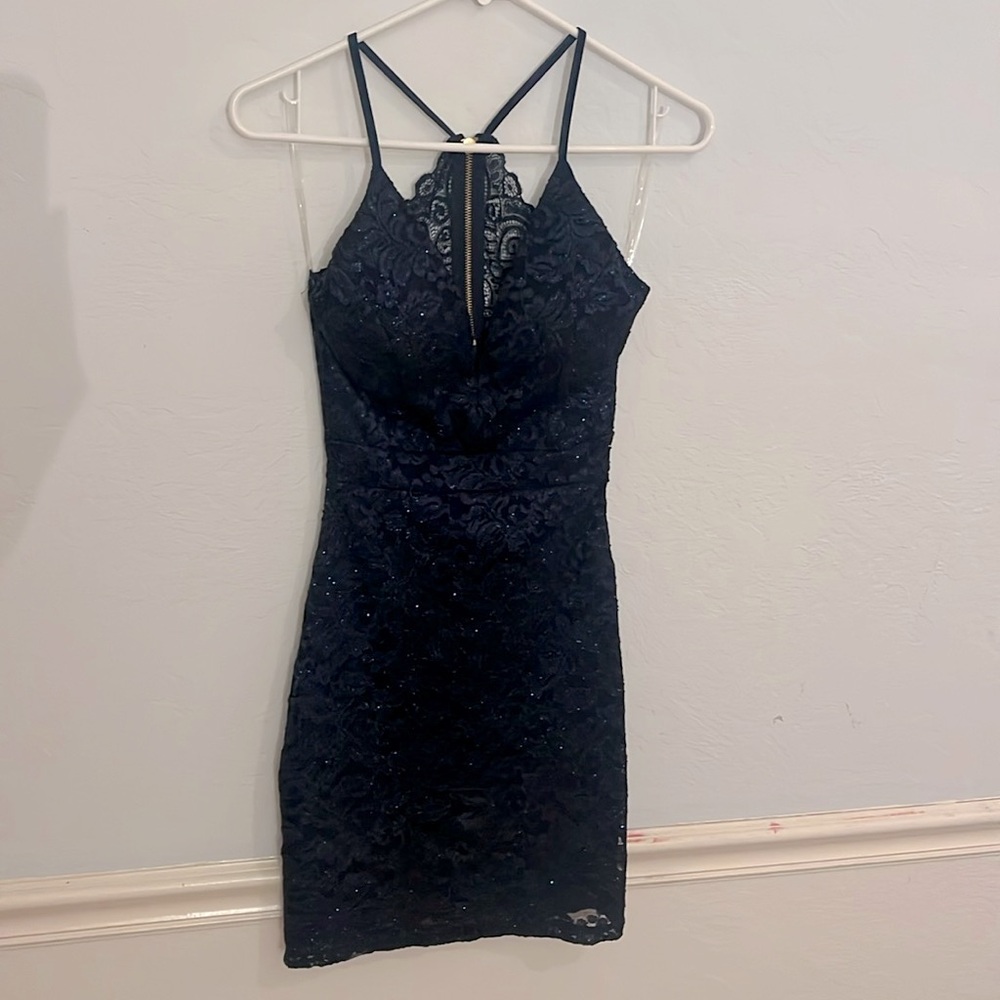 Love Nicky Lew Navy Glitter Lace Dress